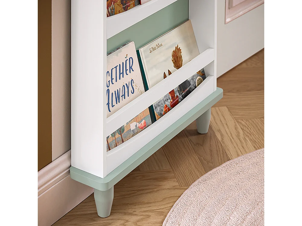 SoBuy Bibliothèque pour Enfants, Étagère à Livres à 3 Niveaux Étagère de Rangement pour Chambre d'enfants, 60x12x120 cm, Vert et Blanc KMB93-GR