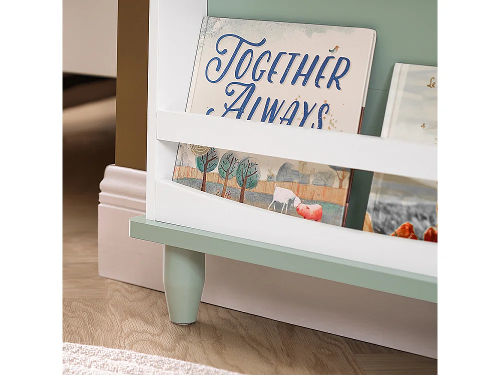 SoBuy Bibliothèque pour Enfants, Étagère à Livres à 3 Niveaux Étagère de Rangement pour Chambre d'enfants, 60x12x120 cm, Vert et Blanc KMB93-GR