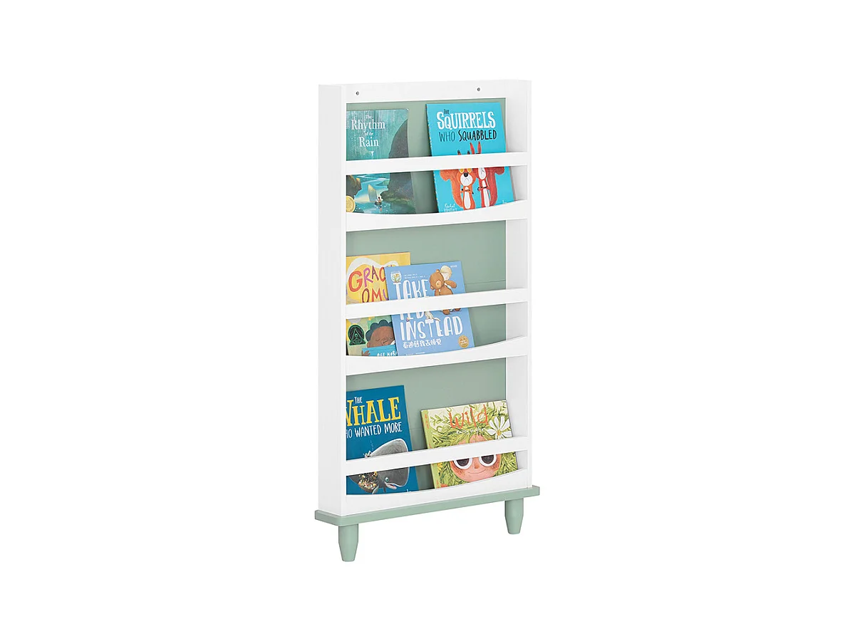 SoBuy Kinderboekenplank, 3-laags boekenplankopbergplank voor kinderkamer, 60x12x120 cm, groen en wit KMB93-GR