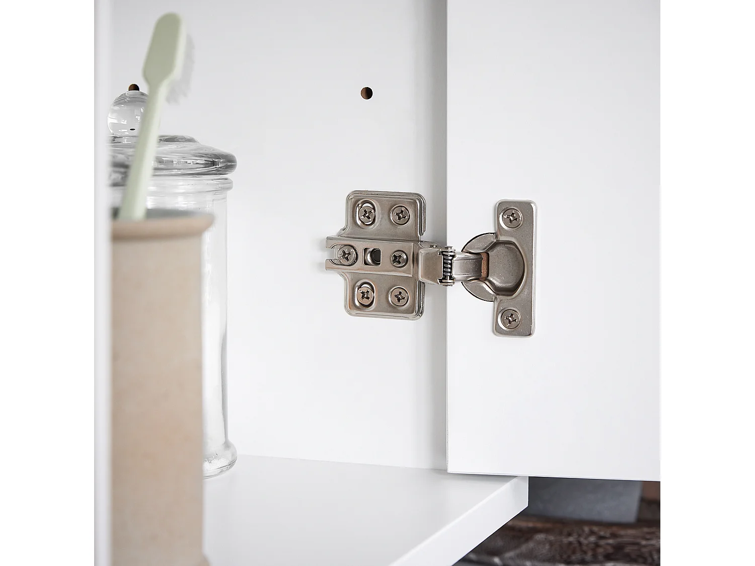 SoBuy BZR149-W Armoire Murale avec Miroir pour Salle de Bain, Placard de Rangement Suspendu, Meuble Haut Salle de Bain avec Porte et 2 Compartiments Ouverts