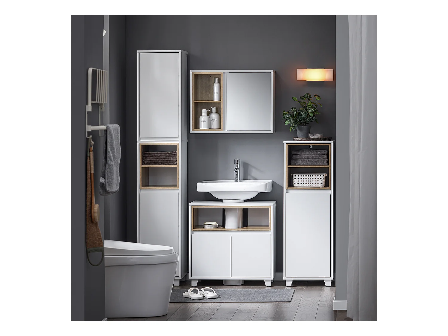 Meblościanka łazienkowa z lustrem, Szafka ścienna BZR149-W