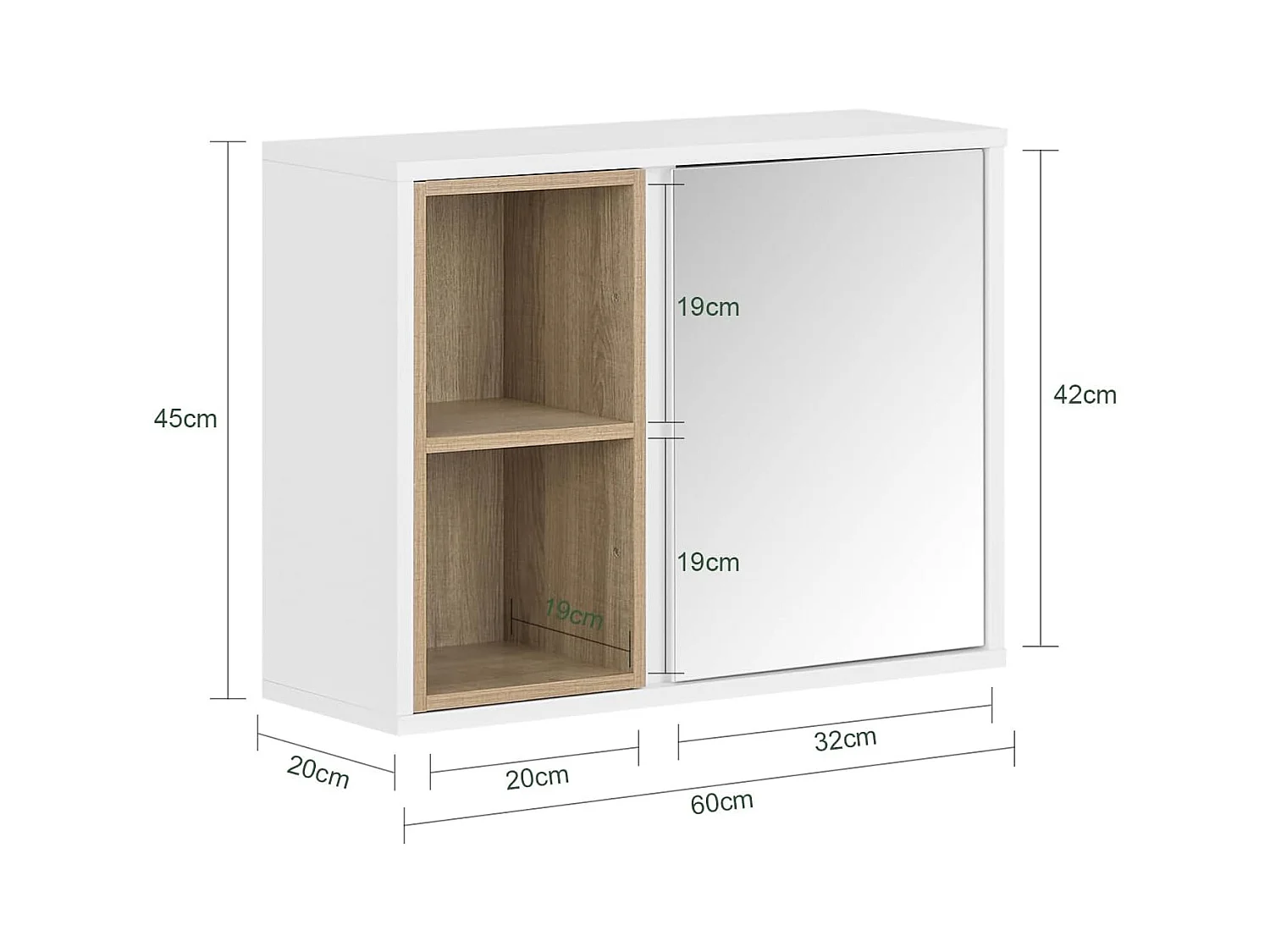 Meblościanka łazienkowa z lustrem, Szafka ścienna BZR149-W