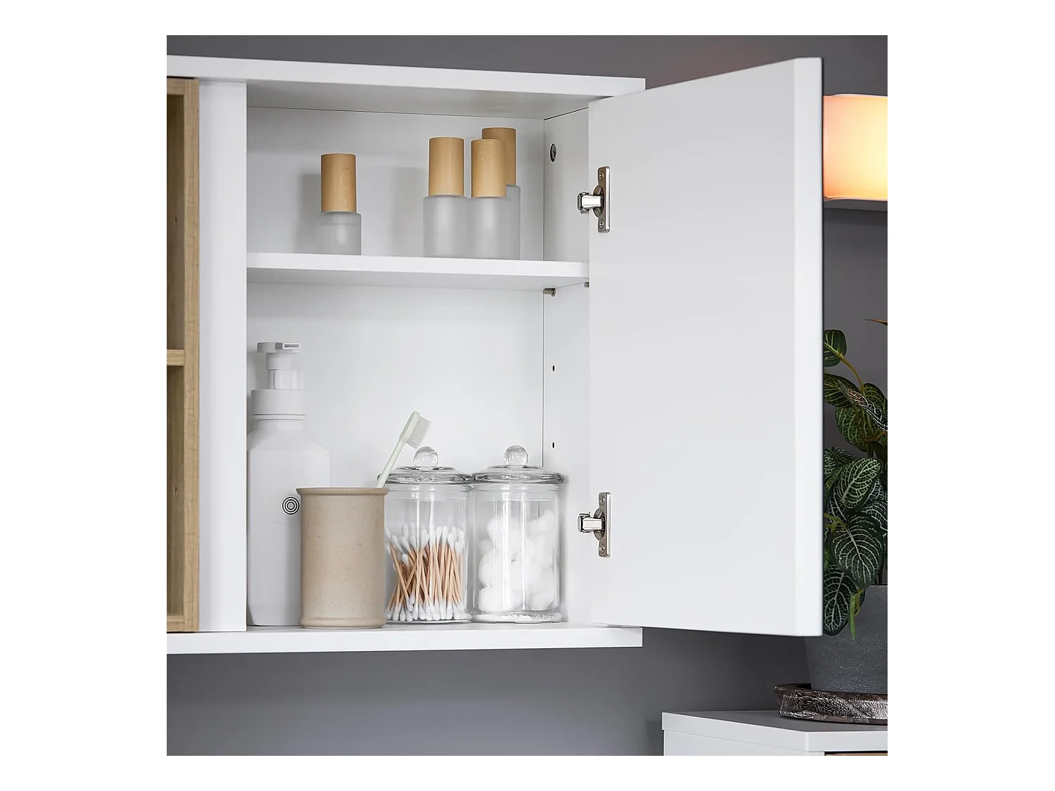 Meblościanka łazienkowa z lustrem, Szafka ścienna BZR149-W