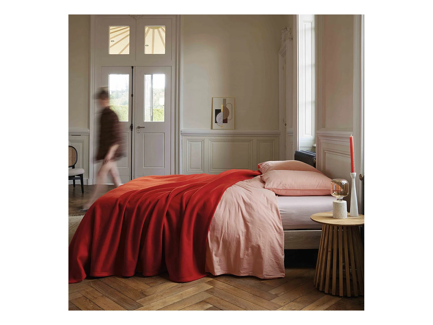 Couverture polaire 180x220 cm 100% Polyester 350 g/m2 TEDDY Rouge terracotta