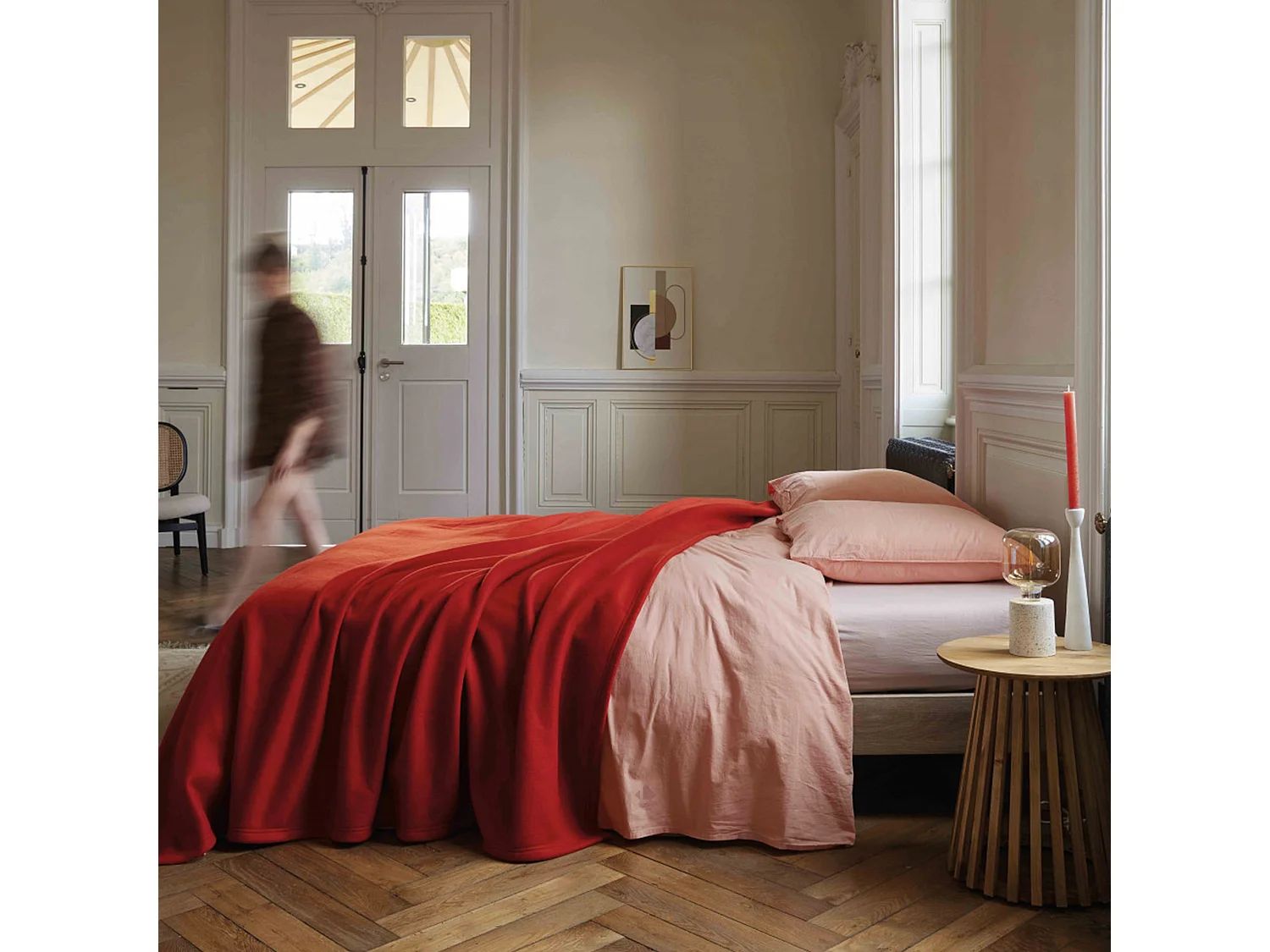 Couverture polaire 180x220 cm 100% Polyester 350 g/m2 TEDDY Rouge terracotta