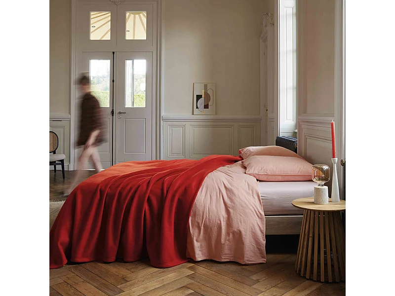 Couverture polaire 220x240 cm 100% Polyester 350 g/m2 TEDDY Rouge Terracotta