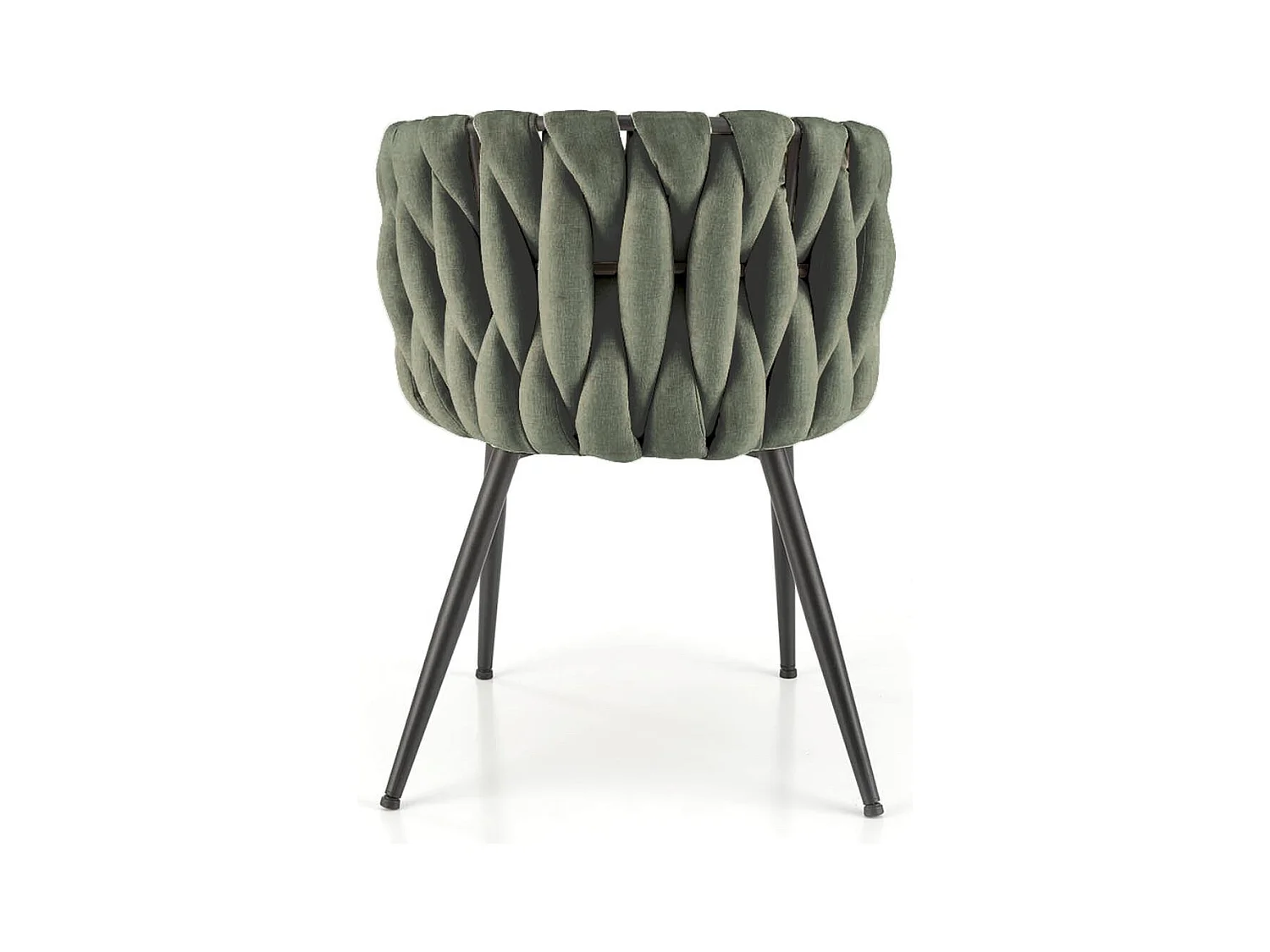 Chaise design en tissu vert olive avec structure en métal noir Closer