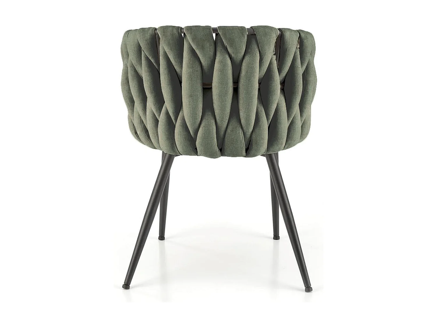 Chaise design en tissu vert olive avec structure en métal noir Closer