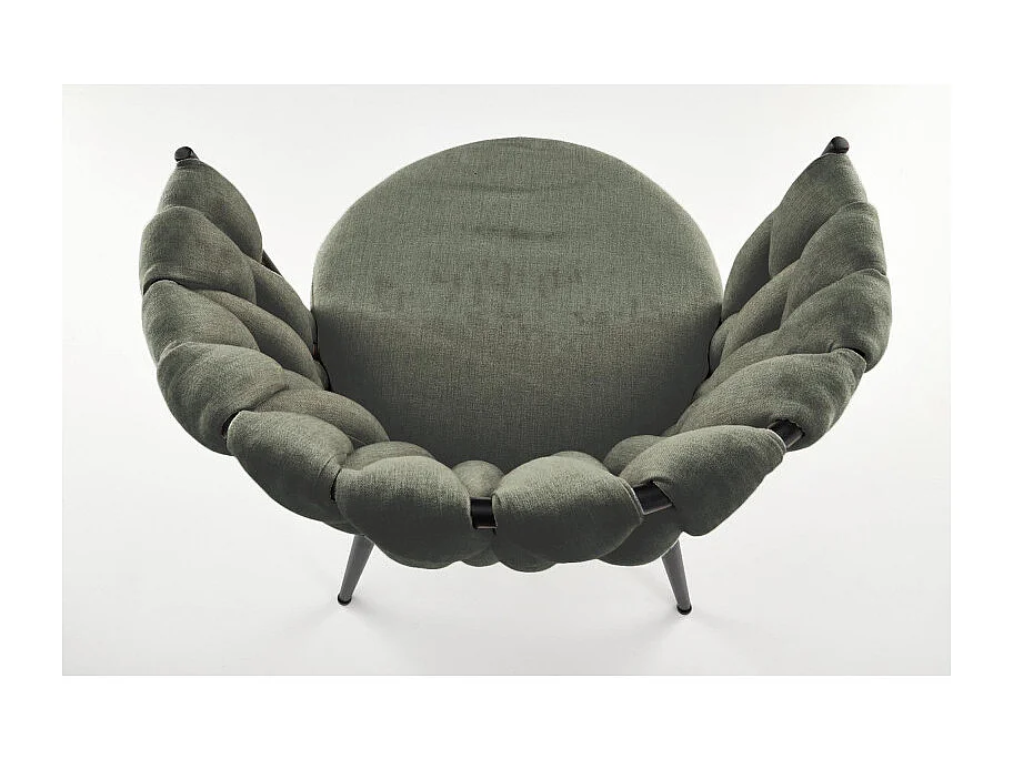 Chaise design en tissu vert olive avec structure en métal noir Closer