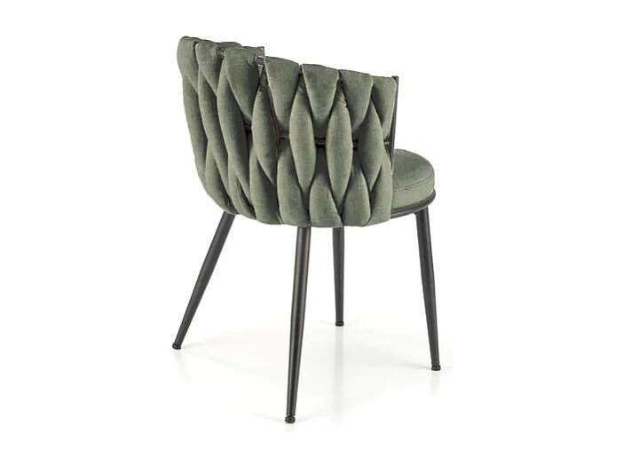Silla de diseño en tejido verde oliva con estructura de metal negro Closer