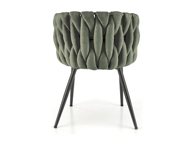 Silla de diseño en tejido verde oliva con estructura de metal negro Closer