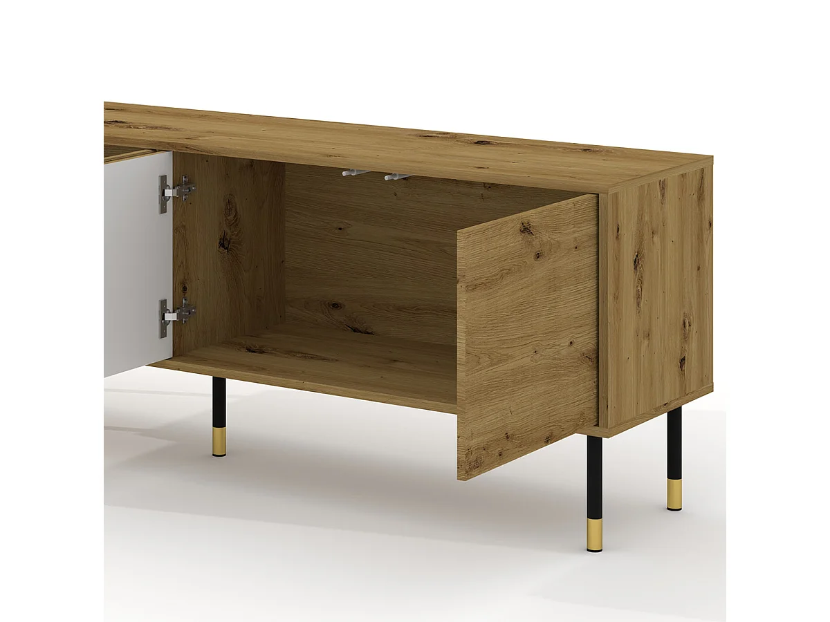 Móvel TV 4 portas Rani madeira e preto 180cm