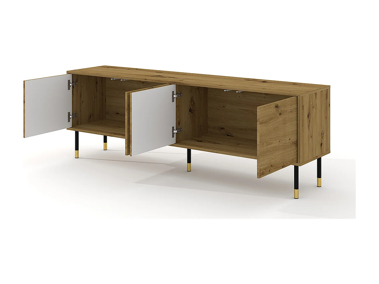 Móvel TV 4 portas Rani madeira e preto 180cm