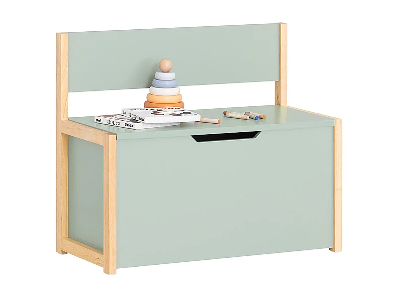 SoBuy Banc Coffre à Jouet pour Enfants, Coffre de Rangement 2 en 1, Banc de Rangement avec Dossier pour Enfant, Meuble de Rangement, Vert, 64x30x55 cm, KMB94-GR