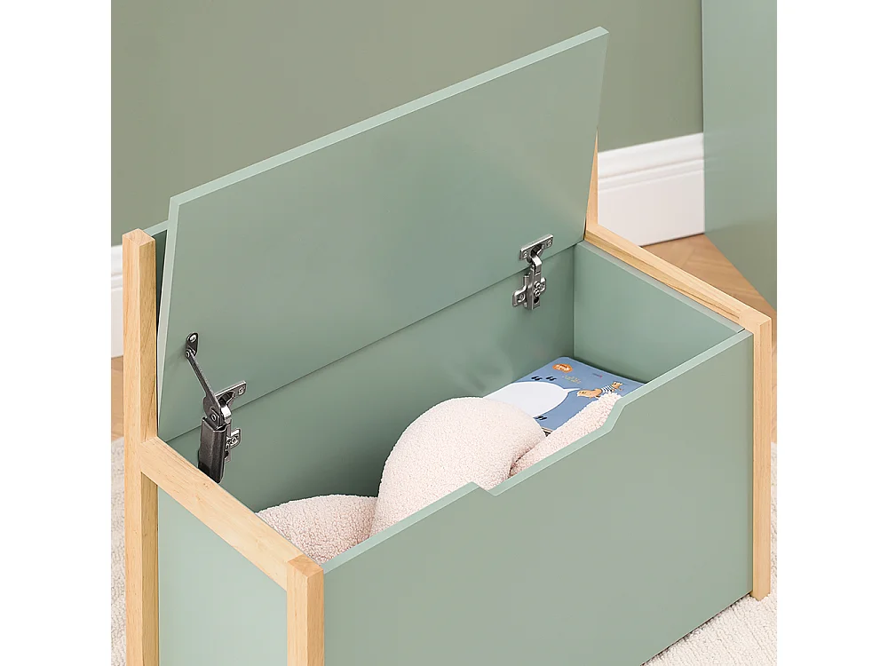 SoBuy Banc Coffre à Jouet pour Enfants, Coffre de Rangement 2 en 1, Banc de Rangement avec Dossier pour Enfant, Meuble de Rangement, Vert, 64x30x55 cm, KMB94-GR