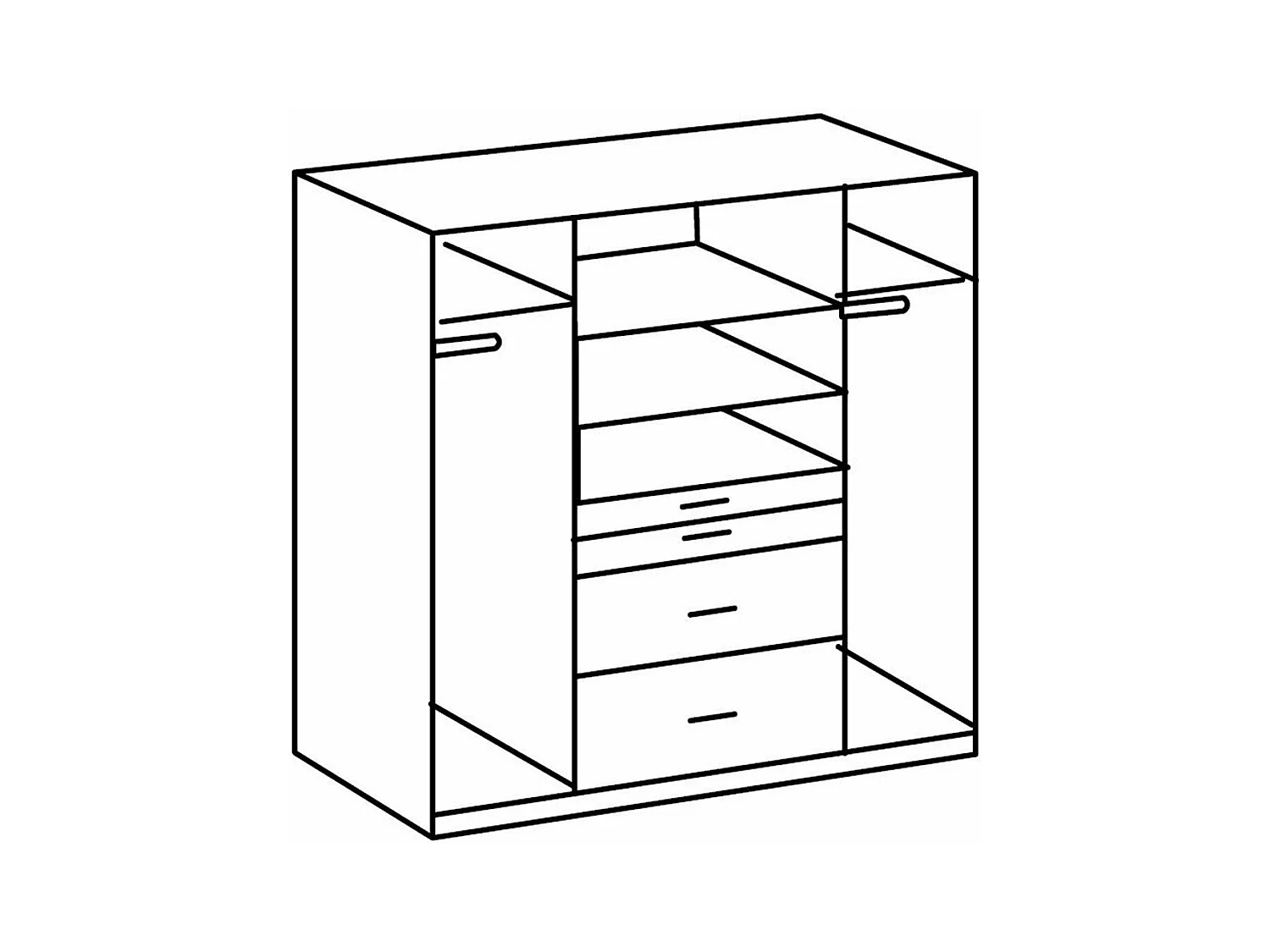 Armoire 4 portes dont 1 miroir, 4 tiroirs - L180 cm