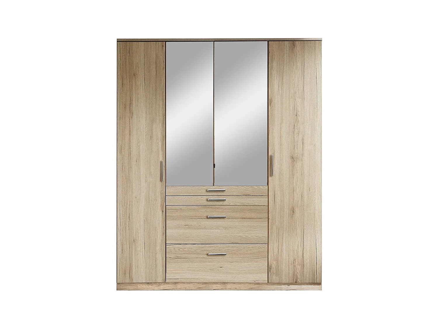 Kast met 4 deuren waarvan 1 spiegel, 4 laden - L180 cm