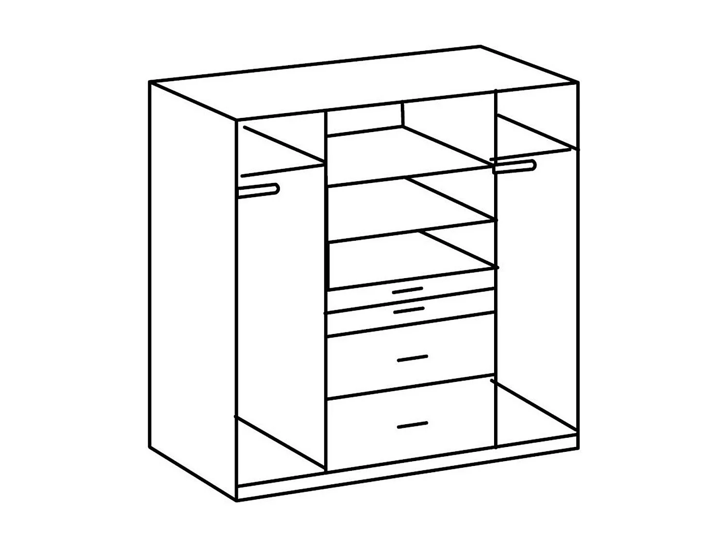 Armoire 4 portes dont 1 miroir, 4 tiroirs - L180 cm