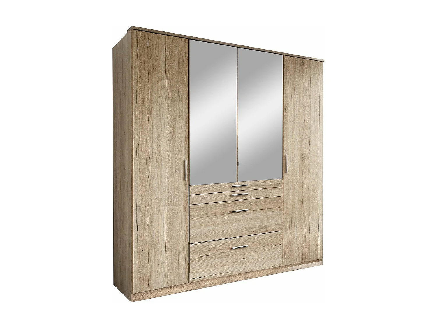 Kast met 4 deuren waarvan 1 spiegel, 4 laden - L180 cm