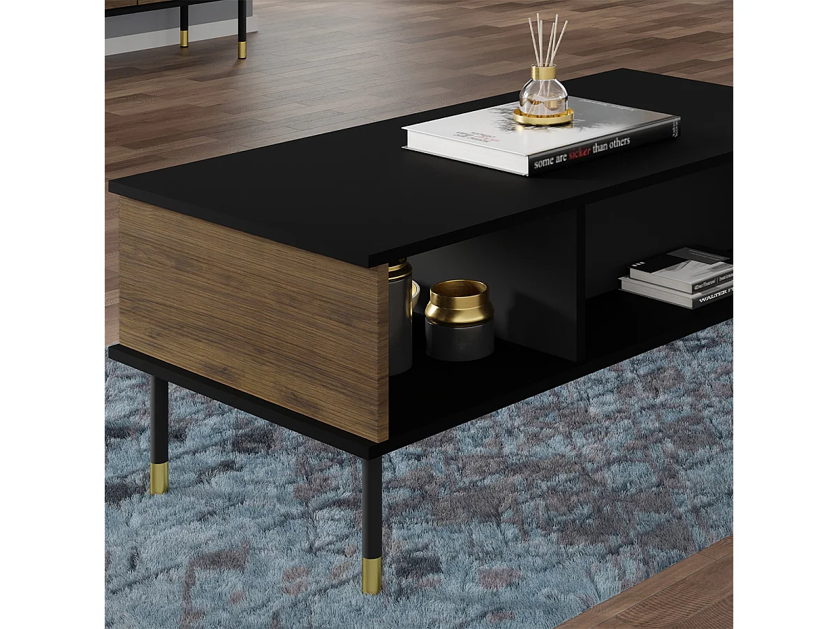 Mesa de centro Rani madeira e preto 45cm