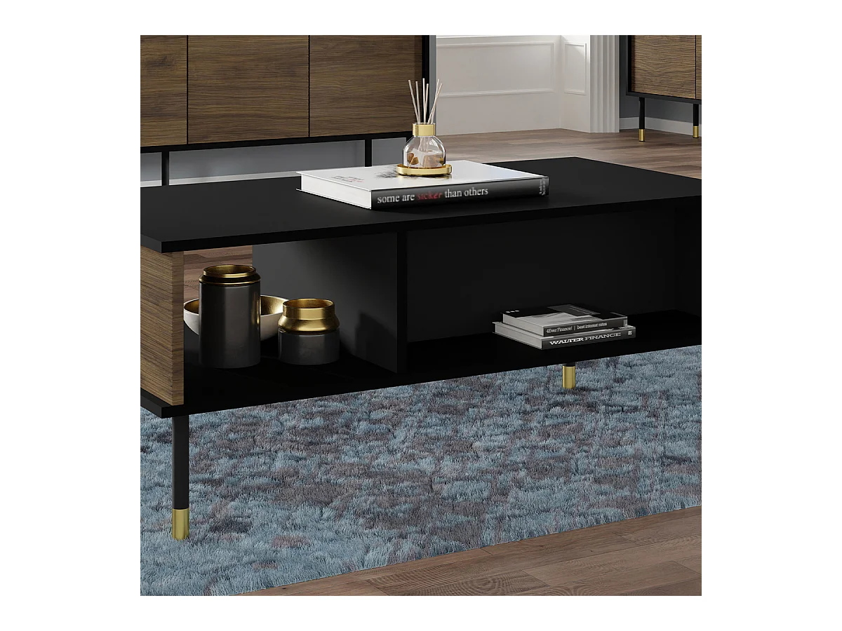 Table basse 110 cm Rani Bois et Noir