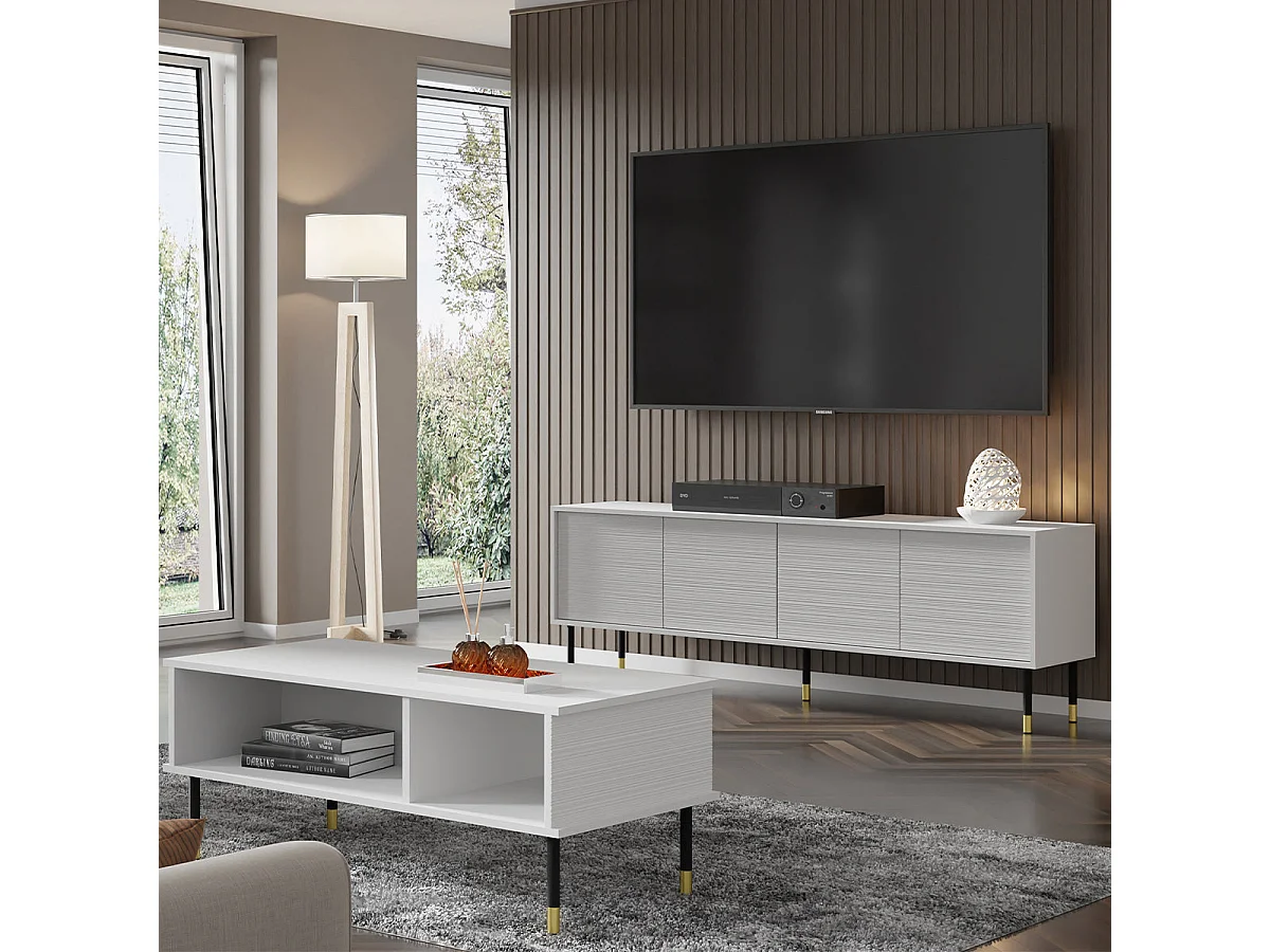 Table basse 110 cm Rani Blanc