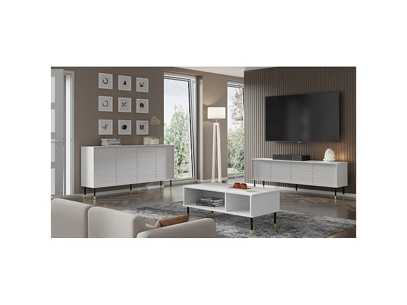 Table basse 110 cm Rani Blanc