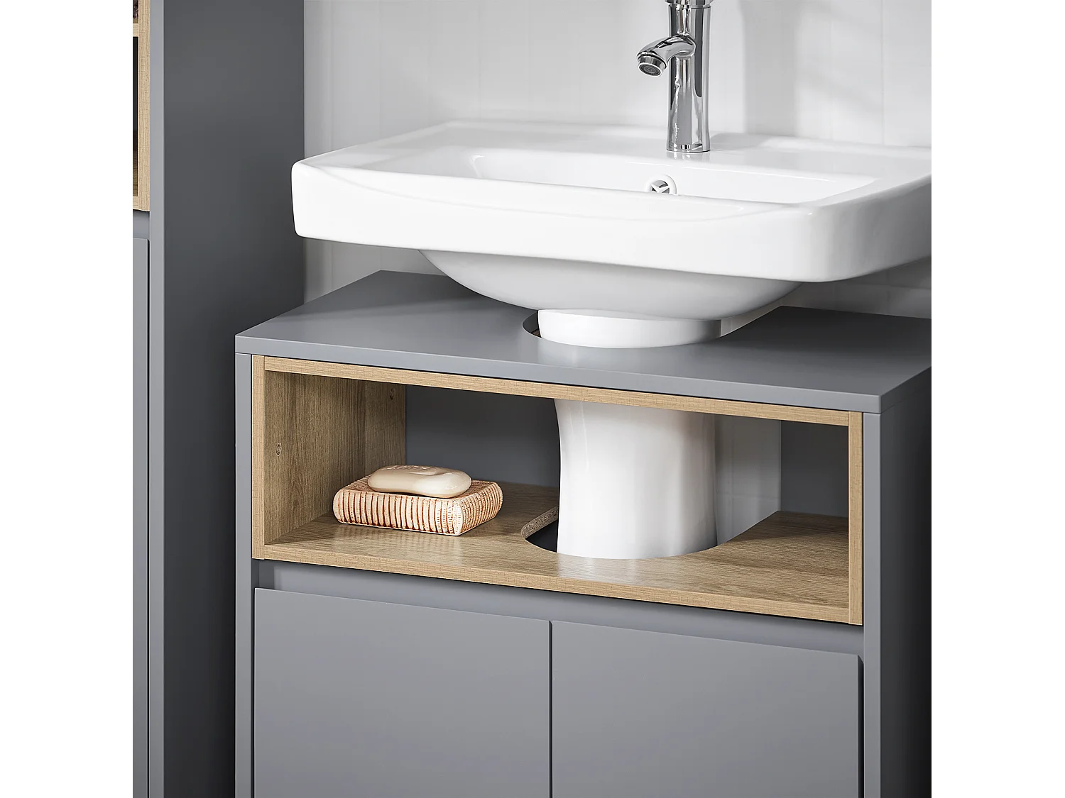 Mueble para Debajo del Lavabo Fregadero Armario BZR148-DG SoBuy ES