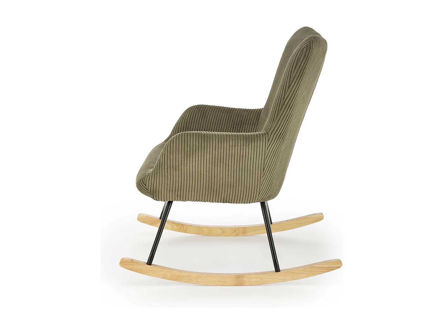 Rocking-Chair design avec accoudoirs en velours côtelé vert olive Primrose