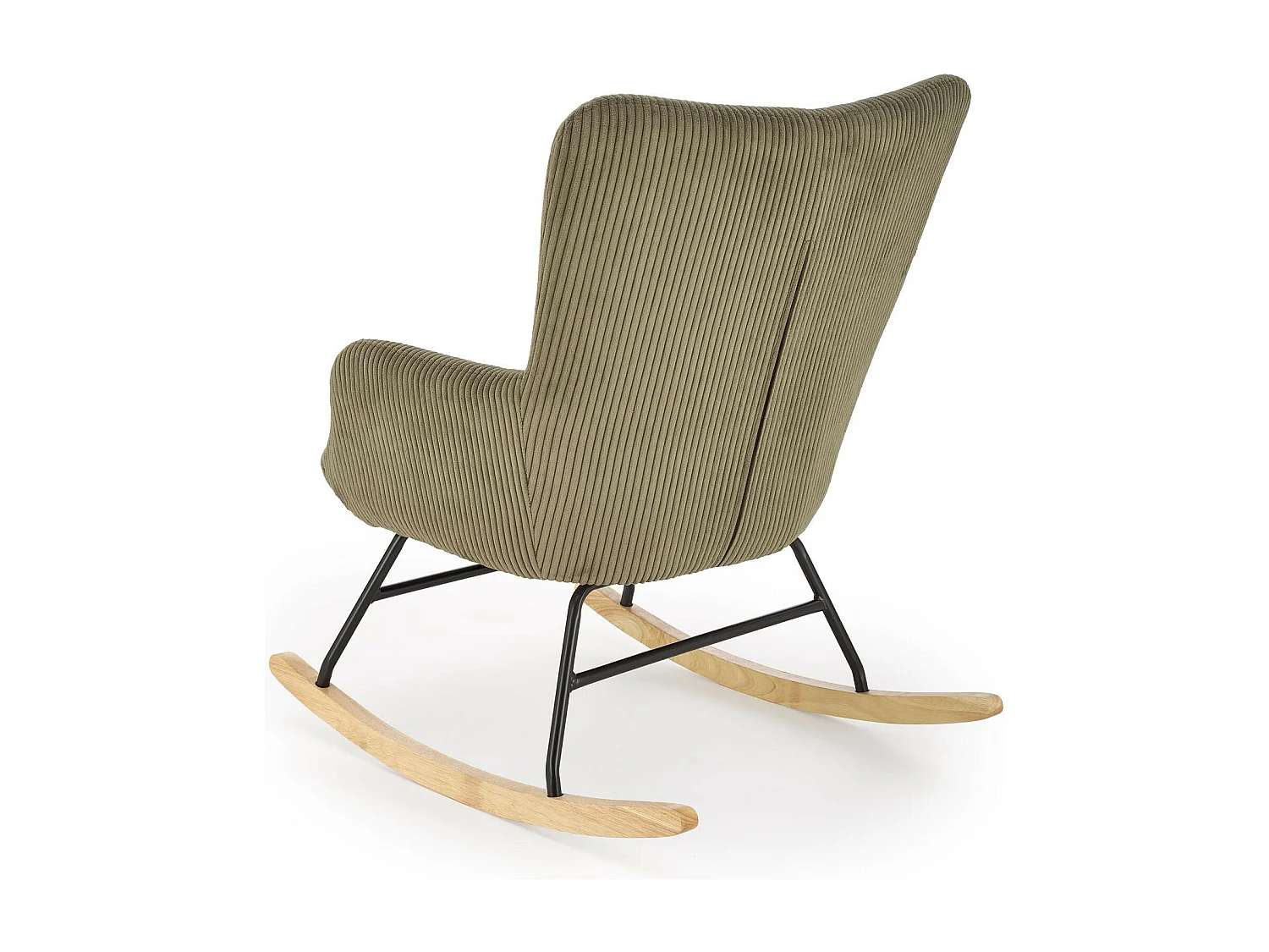 Rocking-Chair design avec accoudoirs en velours côtelé vert olive Primrose