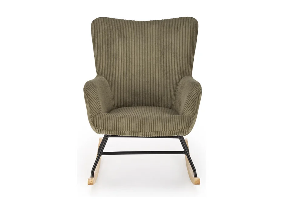 Rocking-Chair design avec accoudoirs en velours côtelé vert olive Primrose