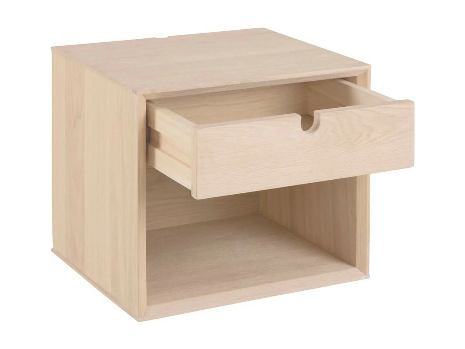 Chevet suspendu cube en bois avec une niche et un tiroir - CENTIOR