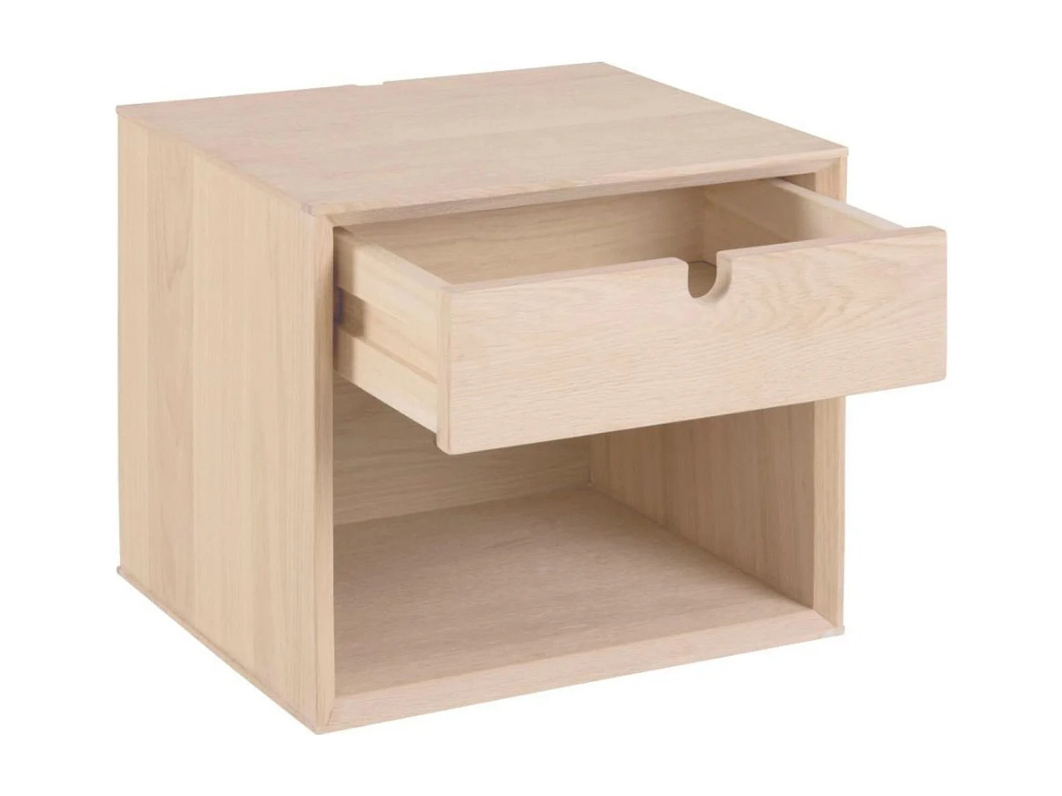 Chevet suspendu cube en bois avec une niche et un tiroir - CENTIOR