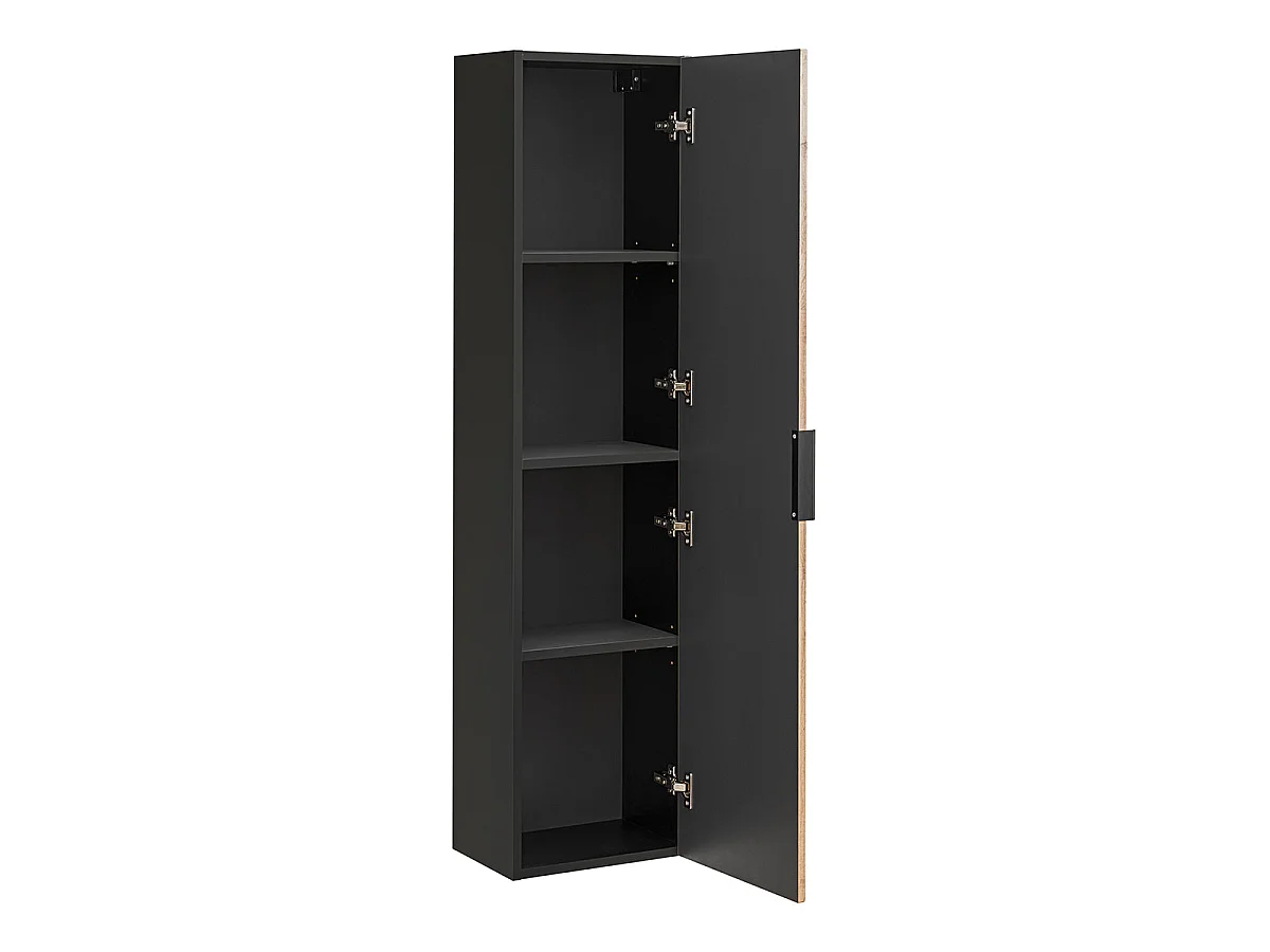 Ensemble meuble double vasque 140cm 2 niches colonne et 3 armoires murales Gaia Bois et Noir - Vasque Noir