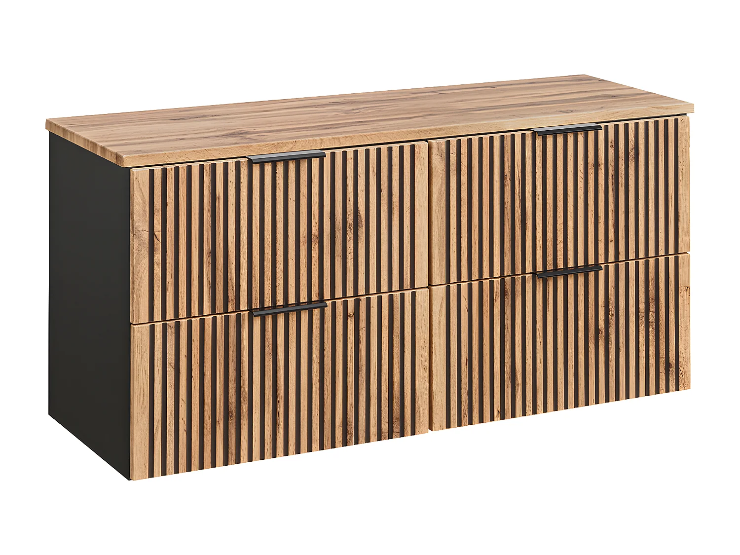 Mueble doble lavabo 120cm Gaia Madera y Negro - Lavabo Negro