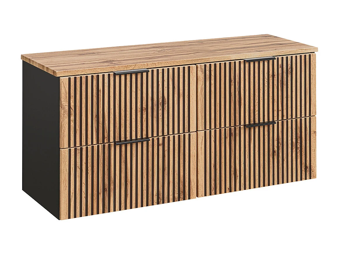 Dobbelt håndvask 120cm Gaia Wood og Sort - Sort håndvask
