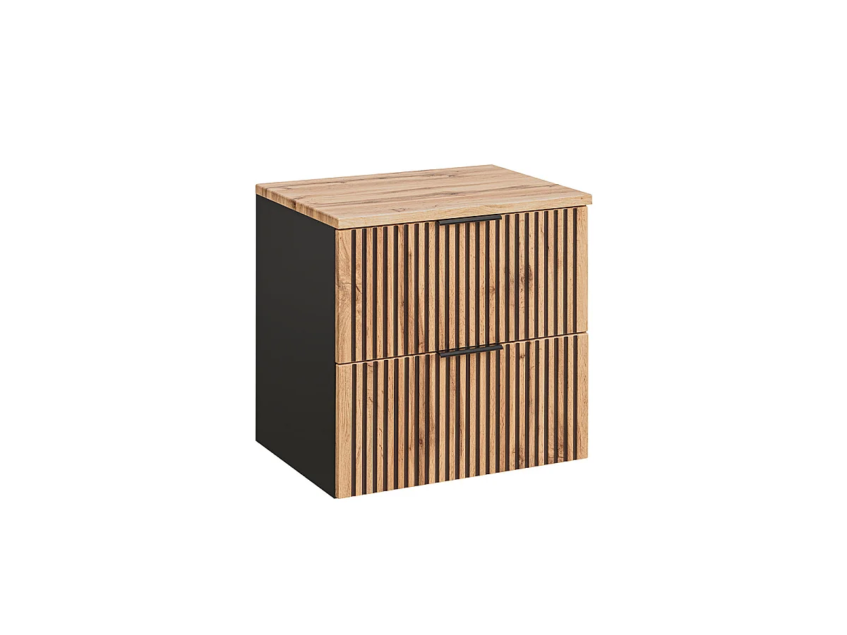 Mueble lavabo individual 60cm Gaia Madera y Negro - Lavabo Negro