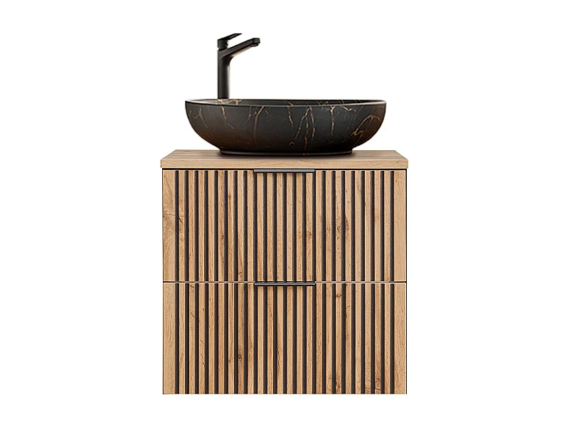 Mueble lavabo individual 60cm Gaia Madera y Negro - Lavabo Negro