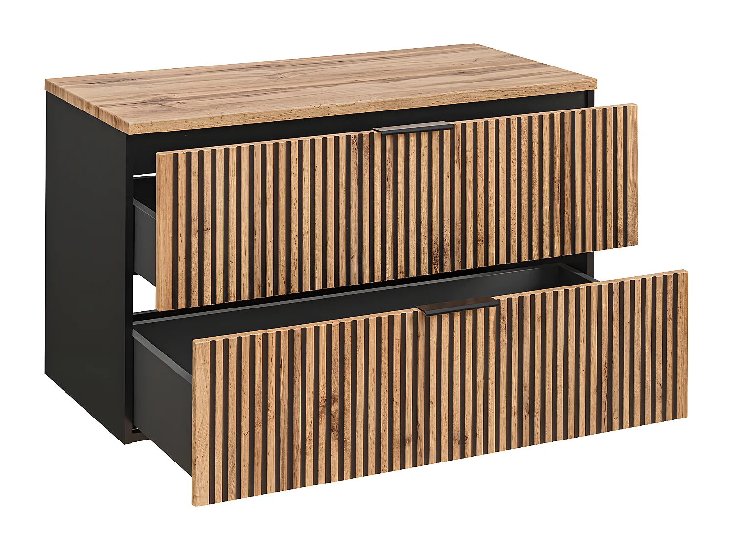 Meuble simple vasque 100cm Gaia Bois et Noir - Vasque Noir