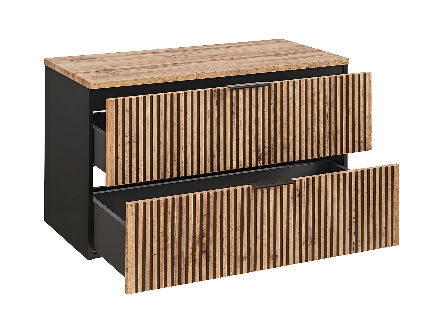 Meuble simple vasque 100cm Gaia Bois et Noir - Vasque Noir