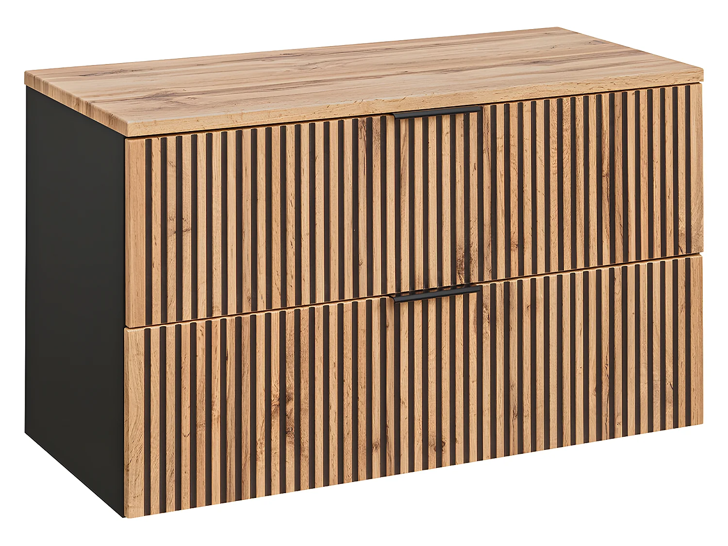 Meuble simple vasque 100cm Gaia Bois et Noir - Vasque Noir