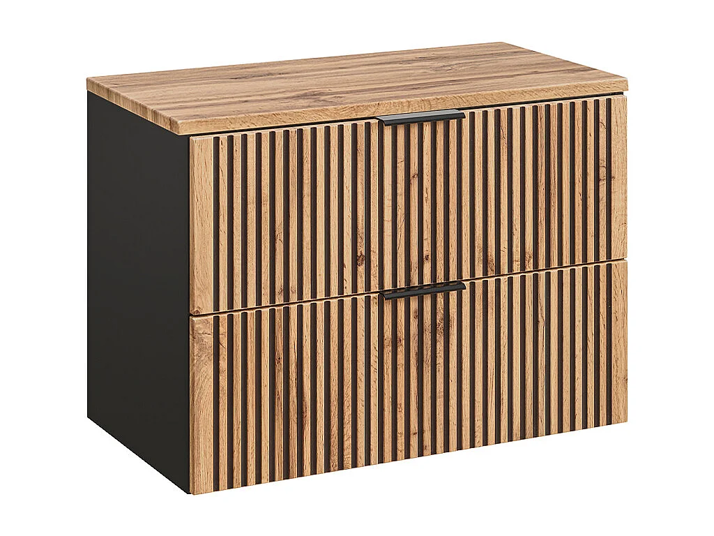 Enkelt håndvask 80cm Gaia Wood and Black - Sort håndvask