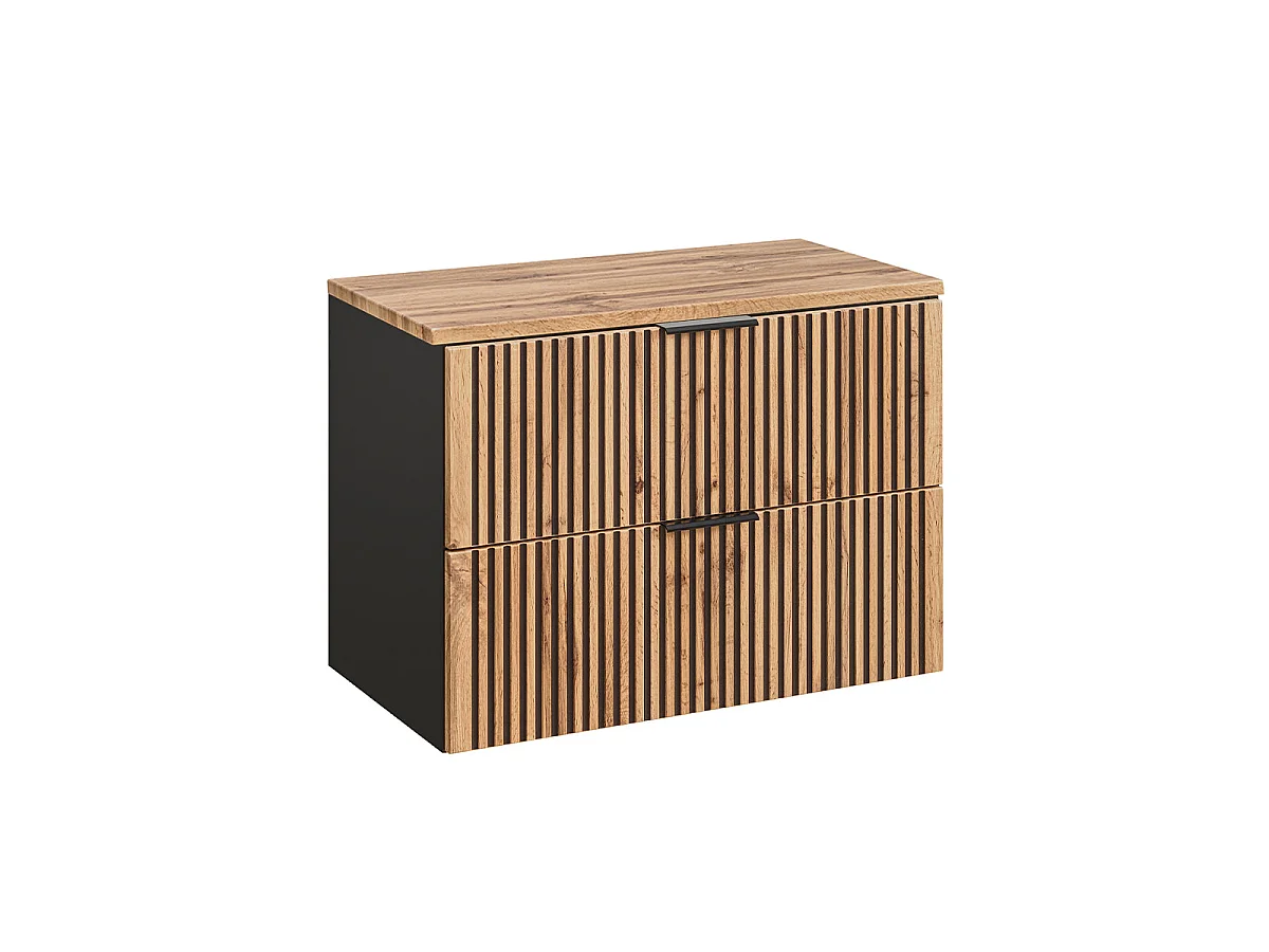 Mobile lavabo singolo 80cm Gaia Wood e Black - Lavabo nero