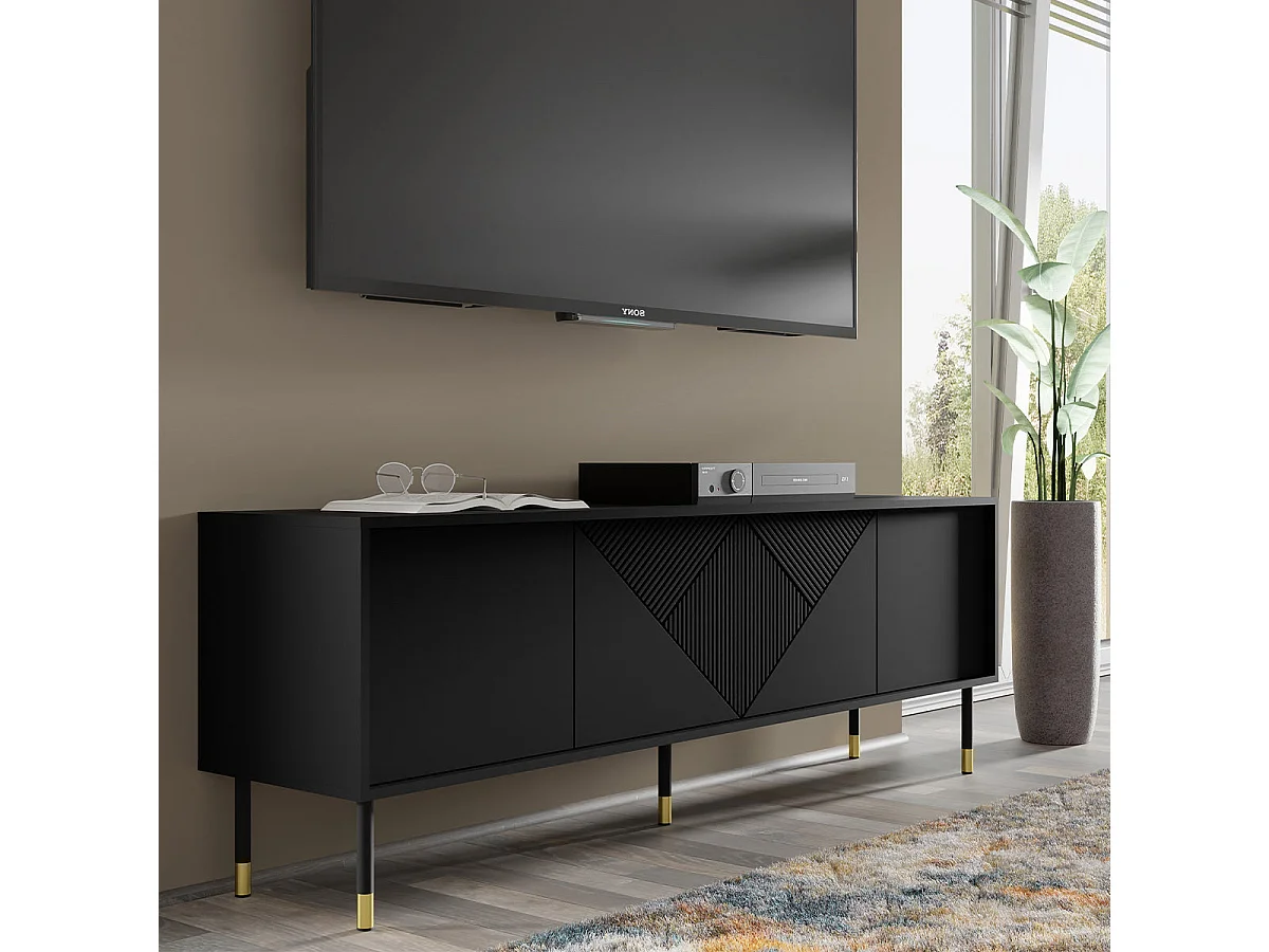 TV-Möbel mit 4 Türen 180 cm Aglaé Schwarz