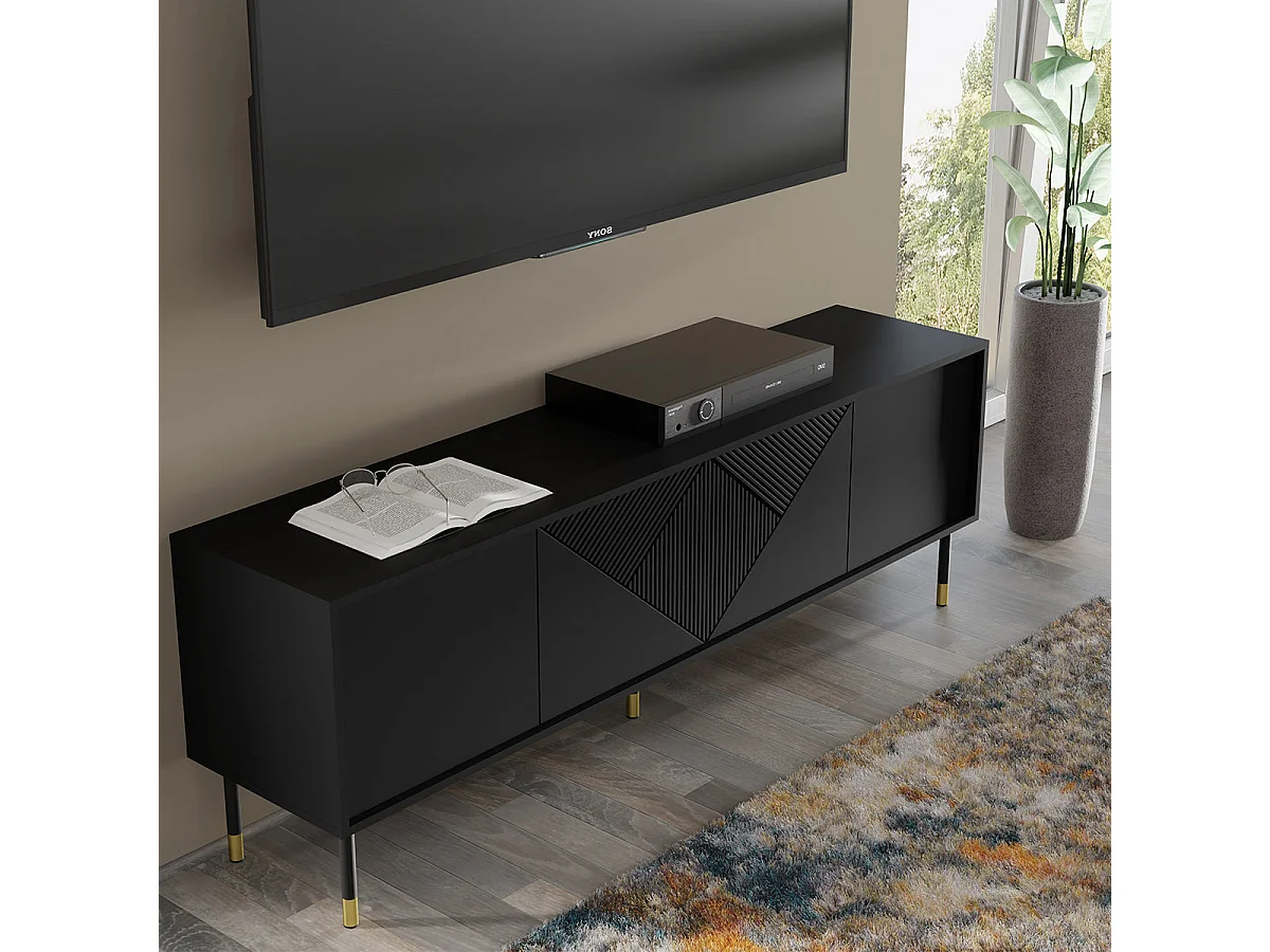TV-Möbel mit 4 Türen 180 cm Aglaé Schwarz