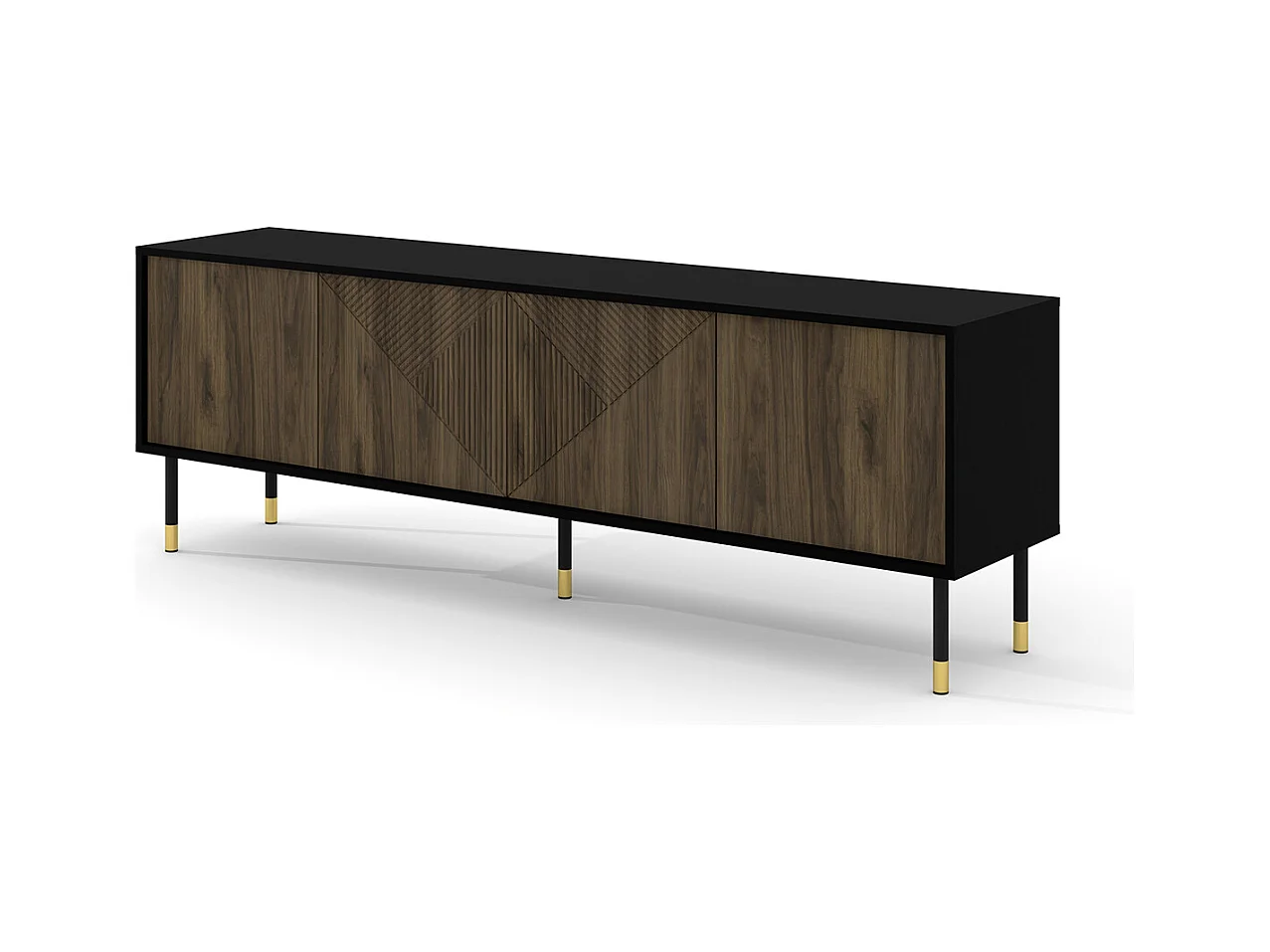 Meuble TV 4 portes 180 cm Aglaé Bois et Noir