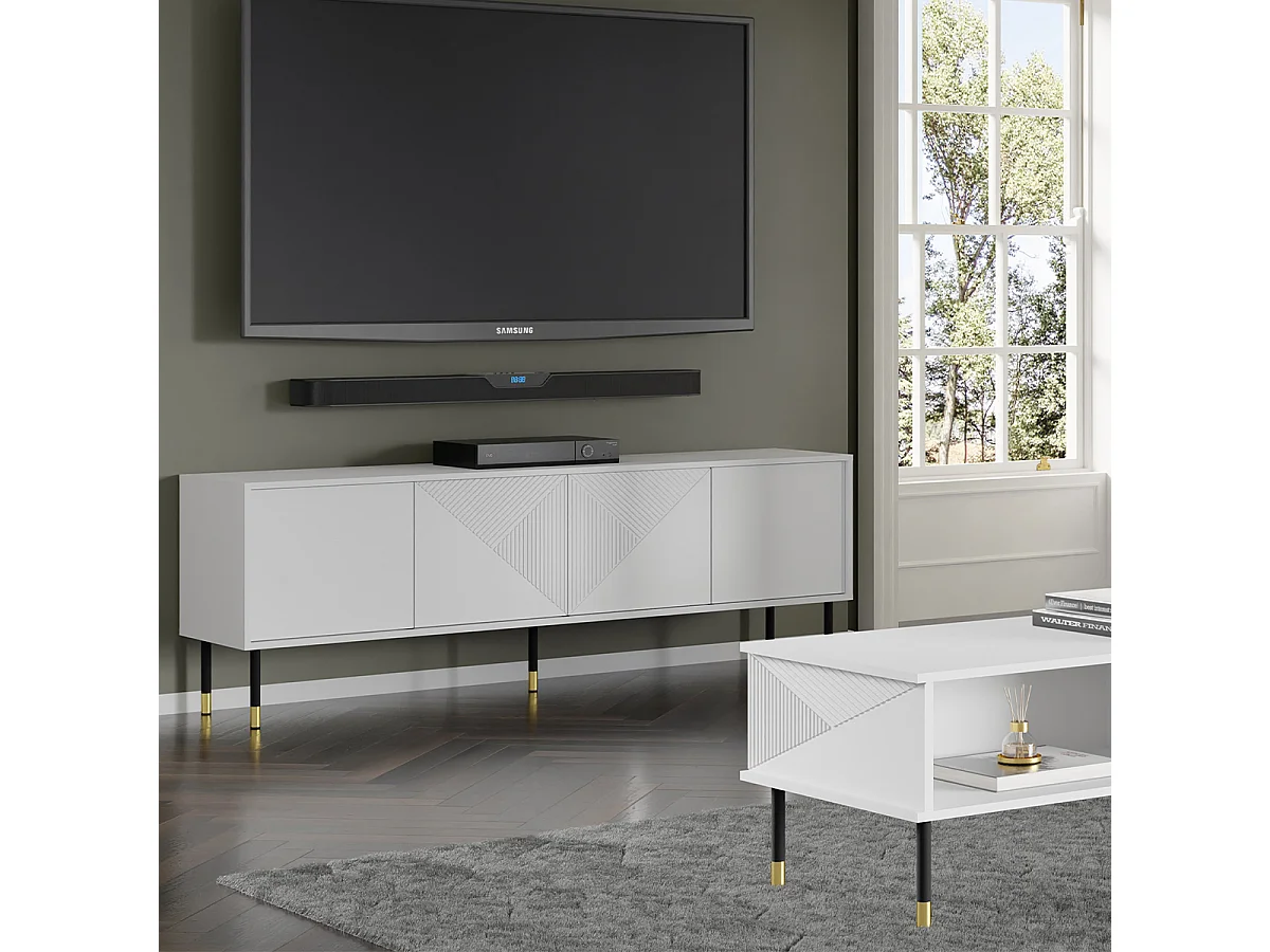 Móvel TV 4 portas Aglaé branco 180cm