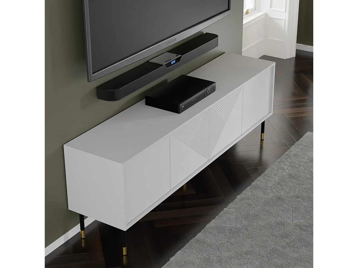 Mueble TV 4 puertas 180 cm Aglaé Blanco