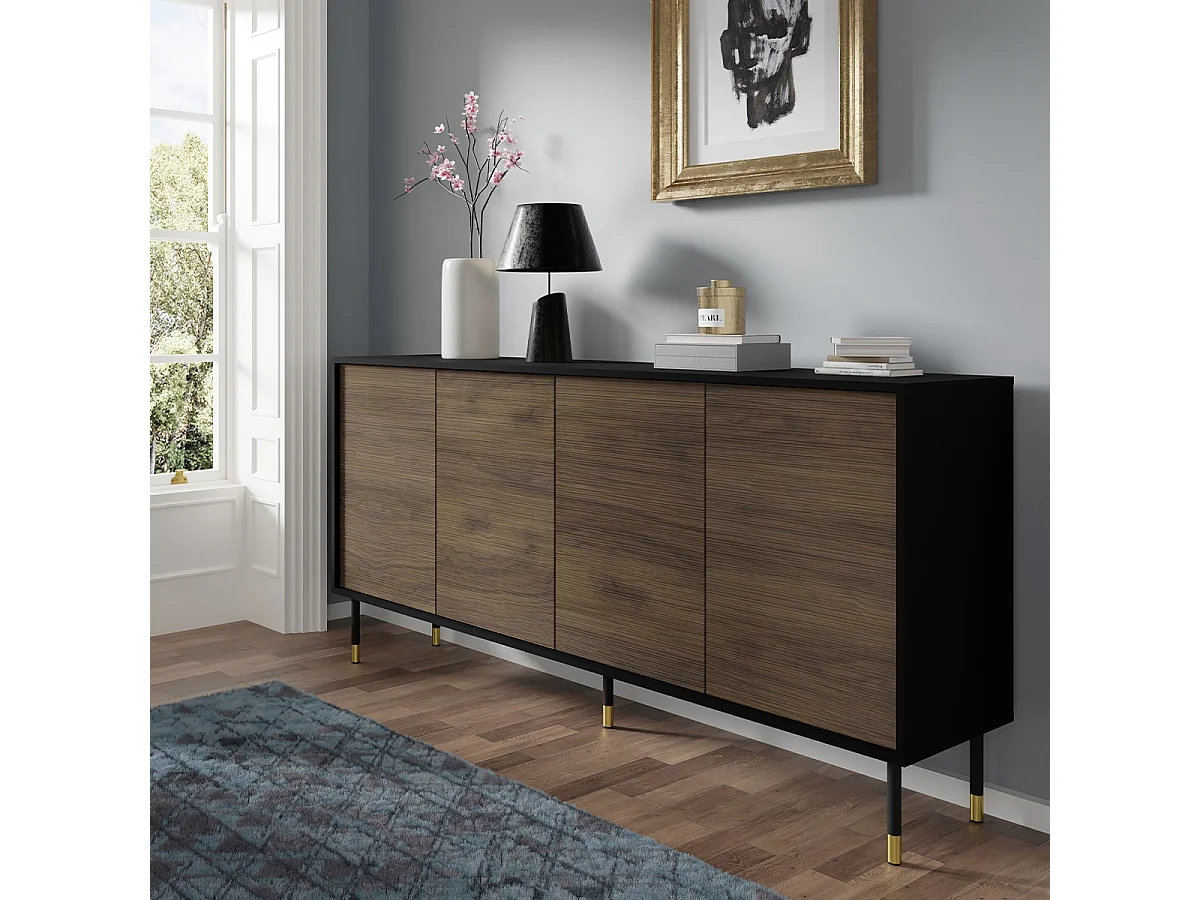 Buffet 4 portes Rani Bois et Noir