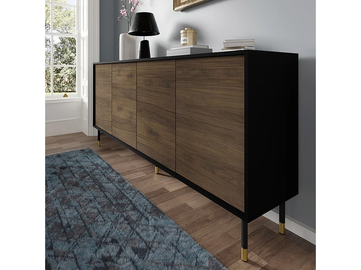 Buffet 4 portes Rani Bois et Noir